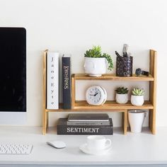 Dark Brown Wood Adjustable Desktop Storage Display Rack - MyGift Enterprise LLC Cubical Ideas, Work Cubicle Decor, Cubicle Ideas, Adjustable Bookshelf, Work Desk Decor, Work Cubicle, Cubicle Decor Office, Desktop Shelf, Brown Desk