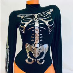 Gaze Dtla Long Sleeve Halloween Skeleton Bodysuit One Piece Metallic Hologram Brand New With Tags Super Fast Shipping Skeleton Bodysuit, Skeleton Clothes, Floral Bodysuit, Lace Body, Aesthetic Stuff, Halloween Skeleton, Print Bodysuit, Flower Shirt, Halloween Skeletons