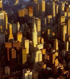 an aerial view of skyscrapers in new york city