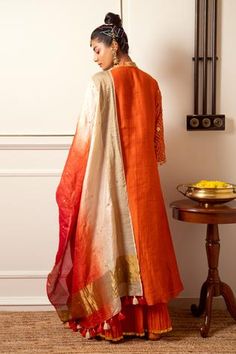 Shop for Loka by Veerali Raveshia Orange Chanderi Silk Kurta Sharara Set for Women Online at Aza Fashions Orange Raw Silk Traditional Wear With Gota Work, Orange Raw Silk Anarkali Set With Dupatta, Orange Raw Silk Dupatta With Cutdana, Orange Palazzo Set With Dupatta And Traditional Drape, Traditional Drape Orange Palazzo Set With Dupatta, Orange Raw Silk Sharara With Traditional Drape, Orange Raw Silk Set With Dupatta, Handloom Straight Kurta Set For Wedding, Handloom Wedding Kurta Set