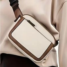 Cluci Belt Bag For Women, Mini Everywhere Crossbody Waist Bag Adjustable Strap, Vegan Leather Women's Fanny Pack Beige Crossbody Belt Bag For On-the-go, White Large Capacity Chest Bag For Daily Use, White Rectangular Chest Bag For Daily Use, White Satchel Chest Bag For Daily Use, White Pouch Chest Bag For Everyday Use, Beige Rectangular Chest Bag With Large Capacity, White Bags With Pockets For On-the-go, White Rectangular Chest Bag With Cell Phone Pocket, Large Capacity Beige Shoulder Chest Bag