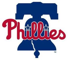 the philadelphia phillies logo is shown in red, white and blue