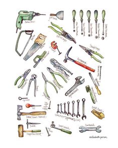 an image of various tools drawn on paper