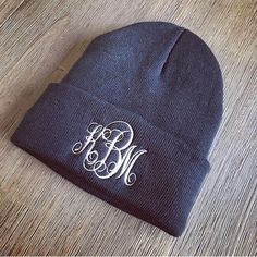 Monogrammed Beanie- Fleece-Lined Beanie- Embroidered Hat- Monogram Knit Cap- Personalized Winter Bea Letter Print Beanie Hat One Size Fits Most, Classic Beanie With Embroidered Logo, Adjustable Beanie With Embroidered Logo, Letter Print Beanie Hat, One Size Fits Most Letter Print Beanie, Winter Beanie With Embroidered Logo, Embroidered Logo Beanie One Size Fits Most, Embroidered Logo Beanie, Beanie With Embroidered Logo