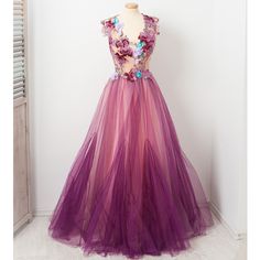 Fitted A-line Gown With Tulle Skirt, Purple Prom Dress With Sheer Bodice, Purple Fitted Tulle Ball Gown, Purple Sheer Bodice Dress For Prom, Purple Formal Dress With Sheer Bodice, Formal Purple Dress With Sheer Bodice, Fitted Pink Gown With Illusion Neckline, Purple Wedding Dress With Lined Bodice, Purple Evening Dress With Fitted Bodice