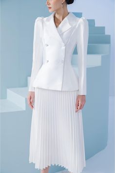 Zane Long Sleeved Blazer MEAN BLVD Peplum Blazer, Lapel Blazer, Woman Suit Fashion, Classy Dress Outfits, White Dresses, Pretty Style, Long Sleeve Blazers, Fashion Design Clothes, Suit Fashion