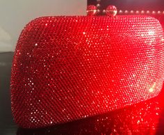 New Stunning Lipstick Red Austrian Crystal -Hard Shell Clutch Evening Clutch Handbag With detachable gold Shoulder Chain 7 1/2'' width x 4 1/2'' height Glamorous Red Evening Clutch, Glamorous Red Clutch Evening Bag, Luxury Red Clutch For Evening, Glamorous Red Clutch For Events, Elegant Red Evening Bag With Chain Strap, Luxury Red Evening Bag For Formal Occasions, Red Rhinestone Evening Bag For Formal Occasions, Formal Red Evening Bag With Rhinestones, Formal Red Bags With Rhinestones