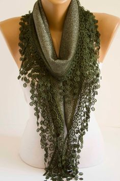 NEW Green Scarf Green Lace Shawl Scarf Glitter khaki green lace scarf Spring Summer Scarf gift Fashi Mint Green Scarf, Green Shawl, Chevron Scarves, Winter Accessories Fashion, Summer Scarf, Tartan Scarf, Green Scarf, Lace Scarf