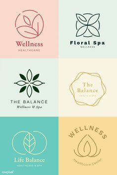 four different logos for the health and spa