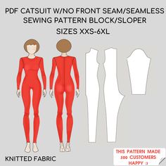 Catsuit seamless Front Pdf Sewing Pattern Sloper/ Block | leotard, full bodysuit, cosplay, swimsuit, jumpsuit fitness for women It is a Women's Printable Pdf Sewing Patterns Block (Sloper) for knitted/stretch fabrics SIZES: XXS-6XL (Check the size chart in the photos for details). Are you a self-taught sewer or a professional fashion designer? Fashion student or graduate, crafter, seamstress, tailor, or pattern maker? Do you create patterns for fun or professional? Then this is for you! It is a TOOL (Basic Template), to work with and develop into a variety of garments. You can manipulate them to create your own unique designs or use the patterns as they are and add seams only. SEWING TUTORIAL & SEAM ALLOWANCES NOT INCLUDED. You need basic knowledge of sewing clothes. FORMAT Digital files. Fitted Long Sleeve Bodysuit For Cosplay, Fitted Long Sleeve Unitard For Cosplay, Full Body Suit, Student Fashion, Professional Fashion, Catsuit, Fashion Line, Pdf Sewing Patterns, Leotards