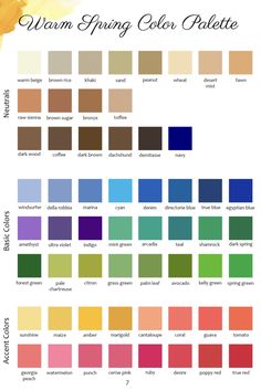 the color chart for warm spring colors