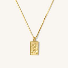 The Rectangle Traveler's Necklace is your next go-to necklace for every day. Featuring St. Christopher, the patron saint of voyagers, this necklace is perfect for your local adventures with friends and your special getaways! It’s sure to make you feel beautiful no matter what’s on your itinerary. DETAILS 14k gold filled -or- sterling silver chain, findings, & charm 14k gold vermeil -or- sterling silver 13mm x 8mm charm Necklace length: 16" + 2" extender Safe for sensitive skin & shower safe Gold Rectangle Pendant Necklace, Rectangle Gold Necklace, Gold Rectangle Necklace, Gold Rectangular Necklace, Adventures With Friends, Rectangle Pendant Necklace, Rectangle Necklace, Travel Necklace, Ashes Necklace