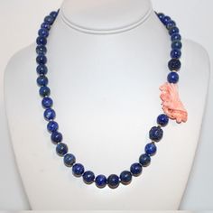 Click on link for purchase info Luxury Hand-strung Necklaces For Formal Events, Luxury Hand-strung Necklaces For Formal Occasions, Luxury Hand-strung Necklace For Formal Occasions, Luxury Hand-strung Necklaces For Gifts, Carved Necklace, Angel Skin, Pink Angel, Lapis Necklace, Lapis Lazuli Necklace