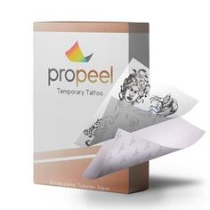 a package of temporary tattoo on top of a white box with the word propel