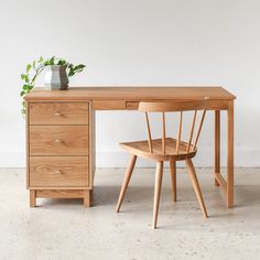 Pictured in White Oak / Clear Oak Desk With Drawers, Wooden Desk Design, Oak Desks, Desk Chair Wood, Oak Office Desk, White Oak Desk, Wooden Chair Design, Wooden Desk Chair, Solid Oak Desk