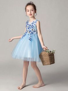 Silhouette Princess Neckline Jewel Hemline/Train Knee-Length Back Details Zipper, Wedding Dress Functional Buttons Fabric Tulle Embellishment Flowers Sleeve Length Sleeveless Fully Lined Yes Season Spring, Summer, Fall Weight 0.6kg Spring Princess Dress With Floral Applique For Pageant, Blue Floral Applique Dress For Dress-up, Sleeveless Spring Pageant Tutu Dress, Light Blue Sleeveless Princess Dress For Pageants, Sleeveless Light Blue Princess Dress For Pageant, Light Blue Tulle Dress With Floral Applique, Floral Applique Dress For Spring Pageant, Fitted Light Blue Princess Dress For Spring, Fitted Blue Princess Dress With Floral Applique