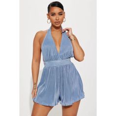 Fashion Nova Paulina Plisse Romper In Dusty Blue Women's Size Extra Large. New With Tags. Halter Top Backless Functional Back Zipper Adjustable Tie Flowy Short Unlined Stretchy Self And Lining - 100% Polyester P18488 Light Blue Jumpsuits And Rompers For Summer, Blue Jumpsuits And Rompers For Summer Parties, Blue Jumpsuits And Rompers For Summer Date Night, Blue Jumpsuit For Date Night In Summer, Blue Jumpsuit For Date Night, Light Blue Loungewear Jumpsuits And Rompers, Light Blue Jumpsuits And Rompers For Spring Party, Light Blue Stretch Jumpsuits And Rompers For Summer, Blue Halter Neck Jumpsuits And Rompers For Spring