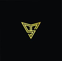 a black and yellow logo with the letter v in it's center on a dark background