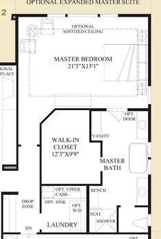 the floor plan for a home with two master suites and an additional bathroom in it