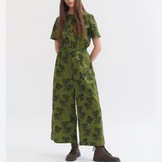 Brand New With Tags Lazy Oaf Good Boy Jumpsuit Size 6. Best Fits A Size Small Green Relaxed Fit Jumpsuit With Short Sleeves, Green Short Sleeve Jumpsuits And Rompers For Work, Green Cotton Jumpsuits And Rompers For Work, Jumpsuit With Shirt Underneath, Womens Rompers, Summer Rompers, Womens Playsuits, Lazy Oaf, Embroidered Pants