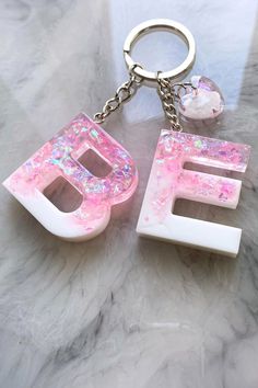 Personalized keychain with two Initials made out of resin Resin Initial Keychain, Silicone Molds For Resin, Molds For Resin, Keychain Resin, Keychain Craft, Initial Keychain