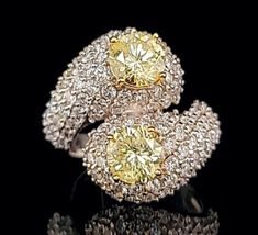 (eBay) Find many great new & used options and get the best deals for Vintage 18k white yellow gold ring 2.79ct. natural yellow round Diamond GIA CERT at the best online prices at eBay! Free shipping for many products! Fancy Light, Fancy Lights, Yellow Gold Ring, Yellow Diamond, Yellow Gold Rings, Round Diamond, Gold Ring, Antique Jewelry, Yellow White