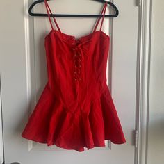 Red Dolls Kill Jumper Dress. Built In Panties Under. Corset Like Bustier Top. Zipper Back. No Tags. Never Worn. Under Corset, Bustier Mini Dress, Corset Bodysuit, Red Dolls, Red Corset, Bustier Top, Red Mini Dress, Book Decor, Jumper Dress