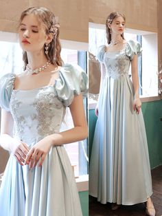 Prom Dress Blue, Lace Long Prom Dress, Lace Summer Dresses, Old Fashion Dresses, Lace Formal Dress, Light Blue Dresses, Wedding Gowns Lace, Fantasy Dress, Prom Dresses Blue