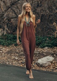 Sleeveless Scoop Neck Tencel Jumpsuit | LOVESTITCH Bohemian Jumpsuit, Mode Hippie, Boho Jumpsuit, Jumpsuit Outfit, Sleeveless Jumpsuits, Look Cool, Boho Outfits, Jumpsuits For Women, Dress To Impress