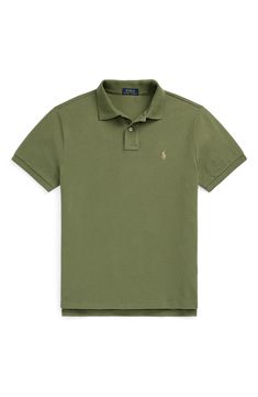 Cut from cool, breathable cotton piqué in a comfortably relaxed fit, this polo has been setting the brand's style standard since 1972. 28 1/2" front length; 29 1/2" back length (size Medium) Button half placket Spread collar Short sleeves 100% cotton Machine wash, dry flat Imported Classic Spring Polo Shirt For Golf, Classic Polo Shirt For Spring, Classic Green Polo Shirt With Relaxed Fit, Classic Relaxed Fit Polo Shirt For Golf, Classic Relaxed Fit Polo Shirt With Polo Collar, Classic Relaxed Fit Polo Shirt, Green Relaxed Fit Polo Shirt, Classic Green Polo Shirt For Spring, Green Fitted Classic Polo Shirt