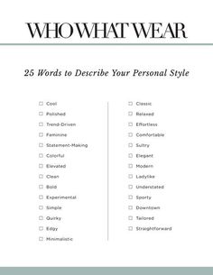 Outfit Keywords, Words To Describe Yourself, Fashion Words, Fashion Vocabulary, Feminine Fashion, Wardrobe Planning, Women Fashion Edgy, Minimalist Wardrobe, Three Words