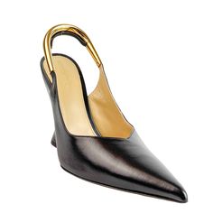 Retail price: $23001st UAL Price: $805 Bottega Veneta women's heels Slip on style Closed, pointed toe Slingback style with gold tone metal strap Sculptural, wedge heel Upper: Leather Insole: Leather Outsole: Leather, Rubber Heel Measures Approx. 4.5" Made in Italy Material: Leather, RubberStyle: Punta Pumps Color: Black Comes in original box & dustbag A quick note about our shoes: All shoes come from a retail sales floor and may have been tried on. They can occasionally have some light marks or Retail Sales, Sneaker Dress Shoes, Metal Straps, Women's Heels, Slides Shoes, Latest Shoes, Women's Footwear, Rubber Heels, Dress With Sneakers