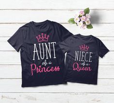 Aunt Niece Shirts Baby Bodysuit Matching Aunt Niece Shirts, Aunt Queen Shirt, Queen Princess Gifts, Aunt Niece And Nephew Shirts, Aunt Niece Shirts, Aunt And Niece Shirts, Mother Daughter Matching Shirts, Aunt Baby Clothes, Queen And Princess, Aunt And Niece, Auntie Life, Aunt Niece