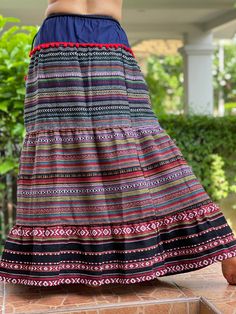 "Maxi Hmong elastic waist Skirt,Thailand Hmong Hill Tribe Maxi Skirt,Amazing Hilltribe skirts , made by Hilltribe fabric Maxi Hmong elastic waist Skirt, 100% cotton and Hilltribe Fabric Measurements - W 28-36\" - Hip 50\" - Total Length : 38\" ♥ PAYMENT We accept payments via PayPal only. ♥ Shipping : - All items will be shipped within 1 business day after received payment. We ship items via DHL Express. ♥ Delivery Time : USA only 2 business days Canada: 2- 3 business days France: 2- 3 business Traditional Multicolor Tiered Maxi Skirt, Summer Bohemian Skirt With Traditional Patterns, Folk Style Long Skirt For Festivals, Traditional Multicolor Flared Skirt, Bohemian Multicolor Skirt With Traditional Patterns, Traditional Long Skirt With Elastic Waistband, Traditional Lined Maxi Skirt For Festivals, Traditional Multicolor Skirt For Festival, Traditional Festival Flared Maxi Skirt