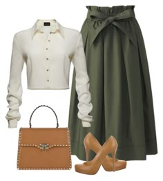 Flared Skirts, Elegant Outfit Classy, Cute Modest Outfits, Cropped Shirts, Magda Butrym, Brown Shoes, 가을 패션, Teen Fashion Outfits, Elegant Outfit