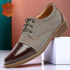 Category:Dress Shoes; Upper Materials:Italian Full-Grain Cowhide; Lining Materials:Cowhide; Gender:Men's; Toe Shape:Round Toe; Outsole Materials:Rubber; Closure Type:Lace-up; Function:Slip Resistant; Brand:TS; Listing Date:12/14/2023; Foot Length:null; Foot Width:null; Size chart date source:Provided by Supplier.; US Size:null; UK Size:14.5; EU Size:50 Men's Dress Shoes, Classic Office, Mens Oxfords, Formal Shoes, Check Pattern, 2023 2024, Leather Shoes, Gentleman, Dress Shoes Men