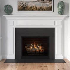 Sheridan Wood Mantel in White Paint Mantel Ideas, Gas Fireplace Insert, House Redo, Wood Fireplace Mantel, Gas Log Sets, Office Den, Den Bedroom, Wood Mantels, Gas Logs