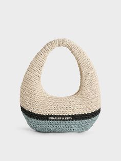 Black Allegra Knitted Slouchy Hobo Bag - CHARLES & KEITH US Slouchy Hobo Bag, Crochet Beach Bags, Slouch Bags, String Bag, Charles Keith, Handle Design, Crochet Purses, Market Bag, Woven Bag