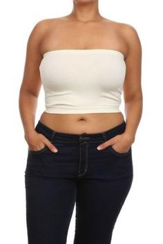 Plus Size Bandeau Bra Top Seamless Tube Strapless 1X 2X 3X New Stretchy Stretch Solid Color Strapless Tube Top, Solid Stretch Strapless Tube Top, Trendy Solid Tube Top With Built-in Bra, Solid Seamless Strapless Tube Top, Solid Strapless Tube Top With Built-in Bra, Solid Strapless Seamless Tube Top, Solid Stretch Strapless Crop Top, Solid Strapless Stretch Crop Top, Trendy Seamless Bandeau Tube Top