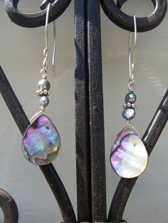 Ocean Tears - Abalone Earrings Teardrop Mother Of Pearl Ear Wire Jewelry, Pierced Teardrop Pearl Earrings, Silver Teardrop Pearl Earrings With Ear Wire, Unique Teardrop Pearl Earrings, Unique Teardrop Pearl Earrings For Pierced Ears, Unique Silver Pearl Drop Earrings, Elegant Abalone Shell Teardrop Earrings, Elegant Teardrop Abalone Shell Earrings, Silver Teardrop Pearl Earrings For Pierced Ears