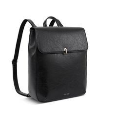 Love a classic look? So do we. Our Nyla Backpack large has the appearance of a vintage book bag, with all the modern features you need for function. Top zip closure Top flap with turnlock closure Top handle Adjustable shoulder straps, convertible to a shoulder bag Interior slip pocket Dimensions: L 15" x H 12" x D 4" Made with 100% vegan leather PETA-Approved Vegan Stylish Laptop Bag, Vegan Leather Backpack, Bag Interior, Vegan Fashion, Large Backpack, Work Bag, Book Bag, Large Bag, Sustainable Clothing