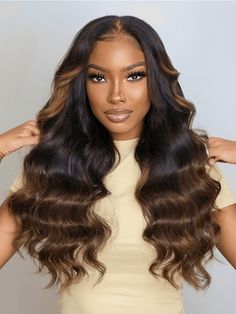 UNice Bye Bye Knots Wig 7x5 Glueless Lace Black to Chestnut Brown Ombre Loose Wave Wig With Bleached Knots 150% Density Black With Blonde Highlights, Loose Wave Wig, Ombre Weave, Chestnut Brown Hair, Hair Extension Tools, Voluminous Curls, Wave Wig, Remy Hair Extensions, Raw Hair