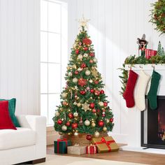 a decorated christmas tree in a living room