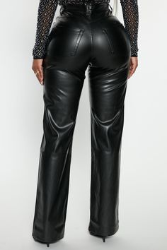 Available In Blue And Black. Faux Leather Pant High Waist Button Zipper Closure Pockets Straight Leg 33" Inseam Self: 95% Polyester 5% Spandex Lining: 90% Polyester 10% Spandex Imported | Sugar Rush Pant 33 in Black size Small by Fashion Nova Leather Black Pants, Flattering Outfits, Fasion Outfits, Leather Pant, Sugar Rush, Cozy Outfit, Faux Leather Pants, Blue And Black, Black Faux Leather