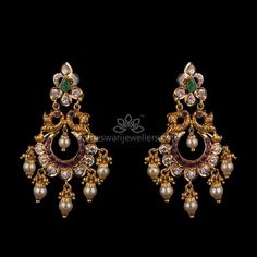 Chandbali Earrings Gold, Jewellers Shop, Kameswari Jewellers, Gold Jhumka Earrings, Gold Necklace Indian Bridal Jewelry, Gold Bridal Earrings, Real Gold Jewelry