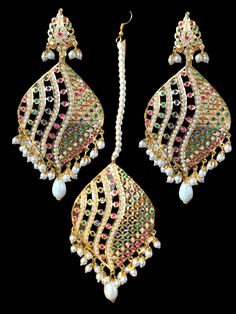 Ready to ship   Earrings tika set length 3.8 inches   Made using high quality shell pearls and 22ct gold plating Traditional Hand Set White Pearl Earrings, Traditional White Hand-set Pearl Earrings, Traditional Hand Set Kundan Pearl Earrings, Multicolor Gold Plated Earrings For Wedding, Elegant Multicolor Chandbali Tikka, Traditional White Gold Plated Pearl Earrings, Traditional White Pearl Earrings, Gold-plated, Multicolor Gold-plated Earrings For Wedding, Traditional White Gold-plated Pearl Earrings