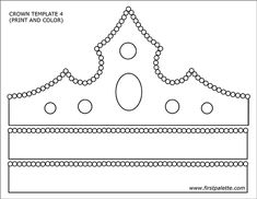 a drawing of a crown with beads on the top and sides, in black and white