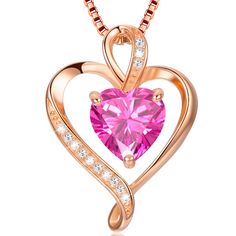 PRICES MAY VARY. 💗Beautiful and Classy Gift for women: The necklace has a 2 carat heart shaped 5A cz stone right in the middle of the heart pendant. It means: I love you deep in my heart. It’s a super meaningful gift to your girlfriend, wife, and mom on special moments when Birthday, Anniversary, Valentine, Christmas, Mother's Day etc. 💗Real Material: Both heart pendant and chain are made of Genuine Stamped 925 Sterling Silver, White Gold Plated. Sterling silver is hypoallergenic, making it id Rose Gold Jewelry For Mother's Day Birthday Gift, Pink Birthstone Heart Pendant Necklace, Heart Necklace With Birthstone As Gift For Mom, Heart Birthstone Necklace - Gift For Mom, Elegant Heart Necklace For Valentine's Day Birthday, Pink Jewelry For Birthday Gift On Mother's Day, Rose Gold Heart Necklace As Gift, Rose Gold Heart Necklace Fine Jewelry As Gift, Pink Fine Jewelry Necklace For Valentine's Day