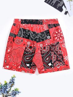 Discover a captivating blend of bohemian charm and timeless style with our Random Paisley Print Swim Trunks. Featuring an eye-catching paisley pattern, these bottoms exude a free-spirited vibe. The convenient drawstring ensures a secure and adjustable fit. Features: Style: Boho Pattern Type: Paisley Details: Drawstring Type: Bottoms Bottom Type: Shorts Fabric: Non-Stretch Material: Fabric Composition: 100% Polyester Size Chart ( Inches ): Size Hip Size Length Waist Size S 41.7 16.5 28.3-39.4 M 4 Bohemian Paisley Print Bottoms For Festival, Casual Multicolor Paisley Print Bottoms, Casual Red Bottoms With Paisley Print, Casual Paisley Print Bottoms For Vacation, Summer Cotton Bottoms With Bandana Print, Casual Patterned Bottoms For Festival, Summer Patterned Bottoms With Paisley Print, Patterned Bottoms With Boho Print For Summer, Bohemian Festival Bottoms With Drawstring