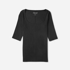 Women’s Pima Micro Rib Scoop-Neck | Everlane Solid Color Scoop Neck T-shirt With Minimal Stretch, Stretch Scoop Neck T-shirt For Layering, Classic Fitted Scoop Neck T-shirt, Classic Scoop Neck Tops For Layering, Fitted Ribbed T-shirt With Scoop Neck, Seamless Fitted Scoop Neck T-shirt, Fitted Scoop Neck Seamless T-shirt, Fitted Seamless Scoop Neck T-shirt, Solid Color Scoop Neck Top With Minimal Stretch